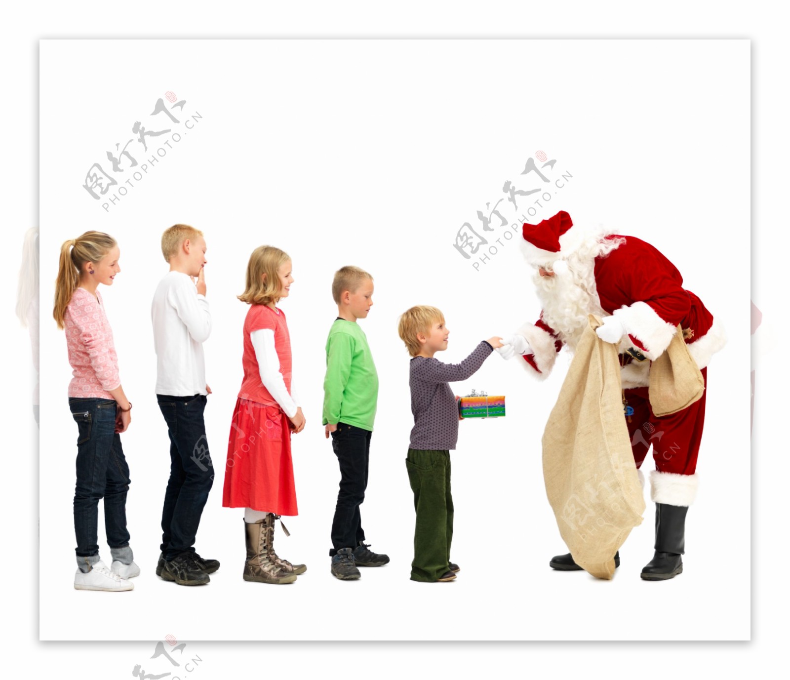 圣诞老人给外国儿童发礼物图片