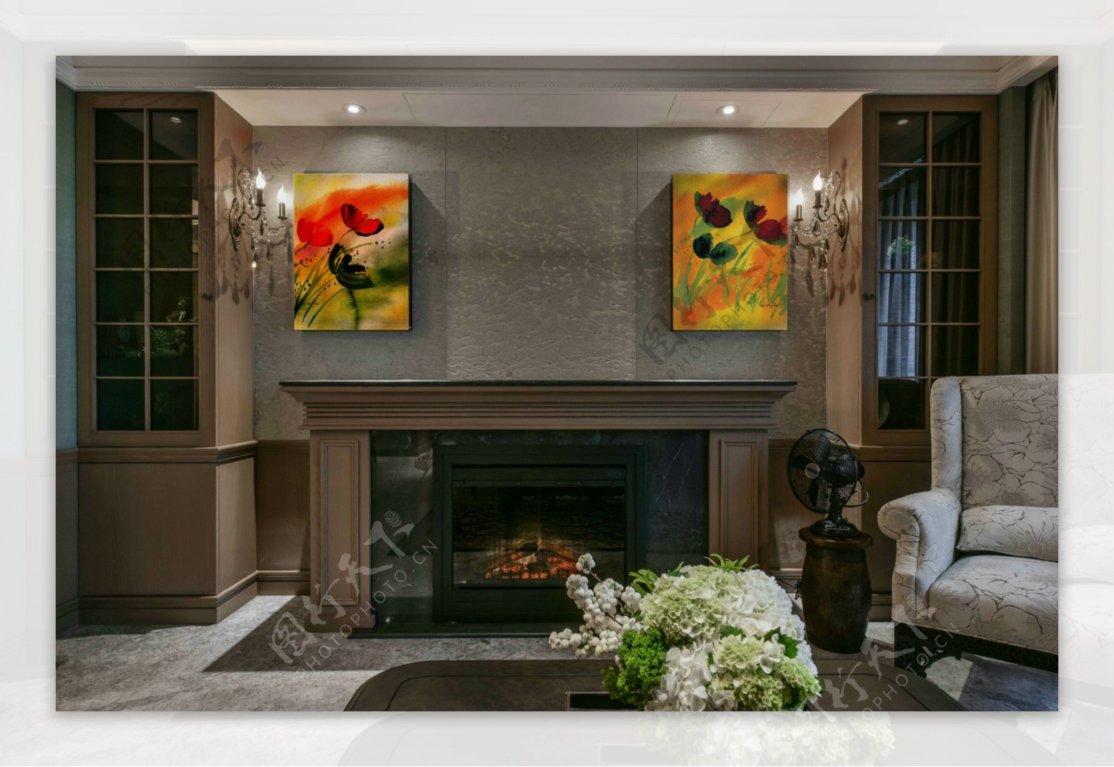现代美式别墅客厅装修效果图