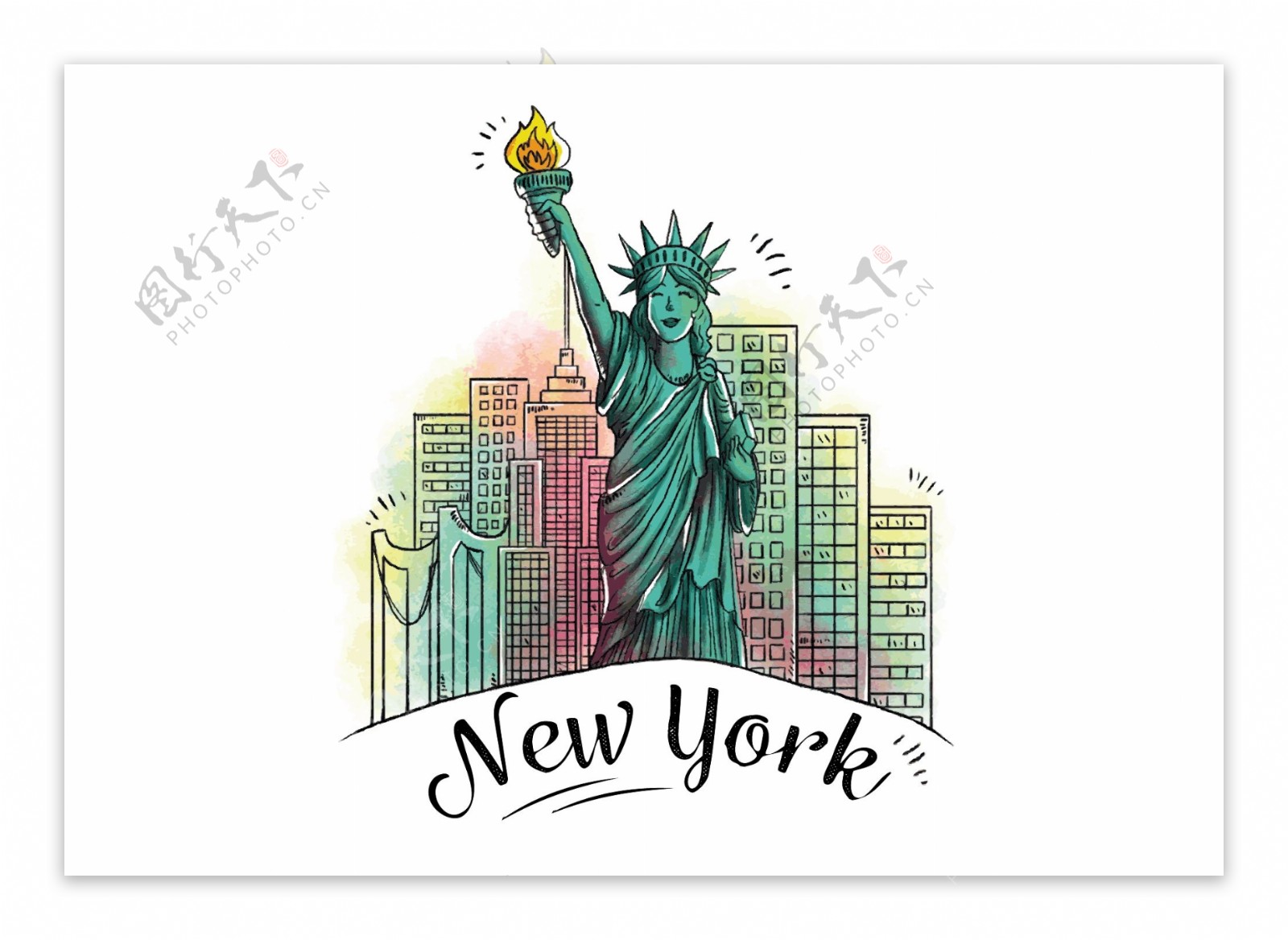 手绘纽约城市插画