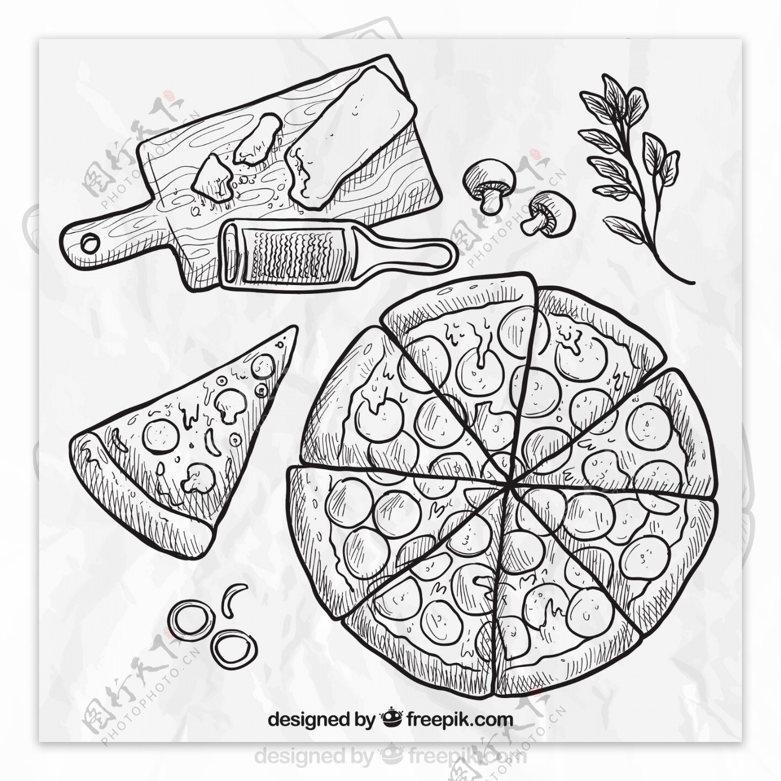 手绘的披萨
