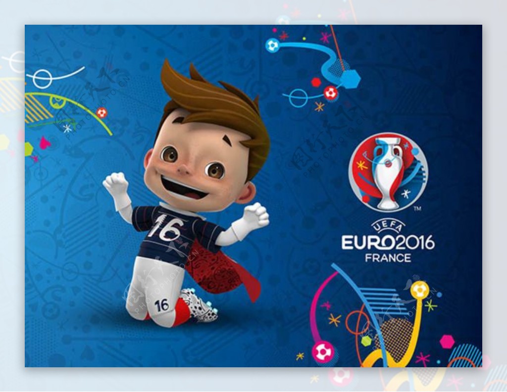 2016欧洲杯卡通插画图片海报
