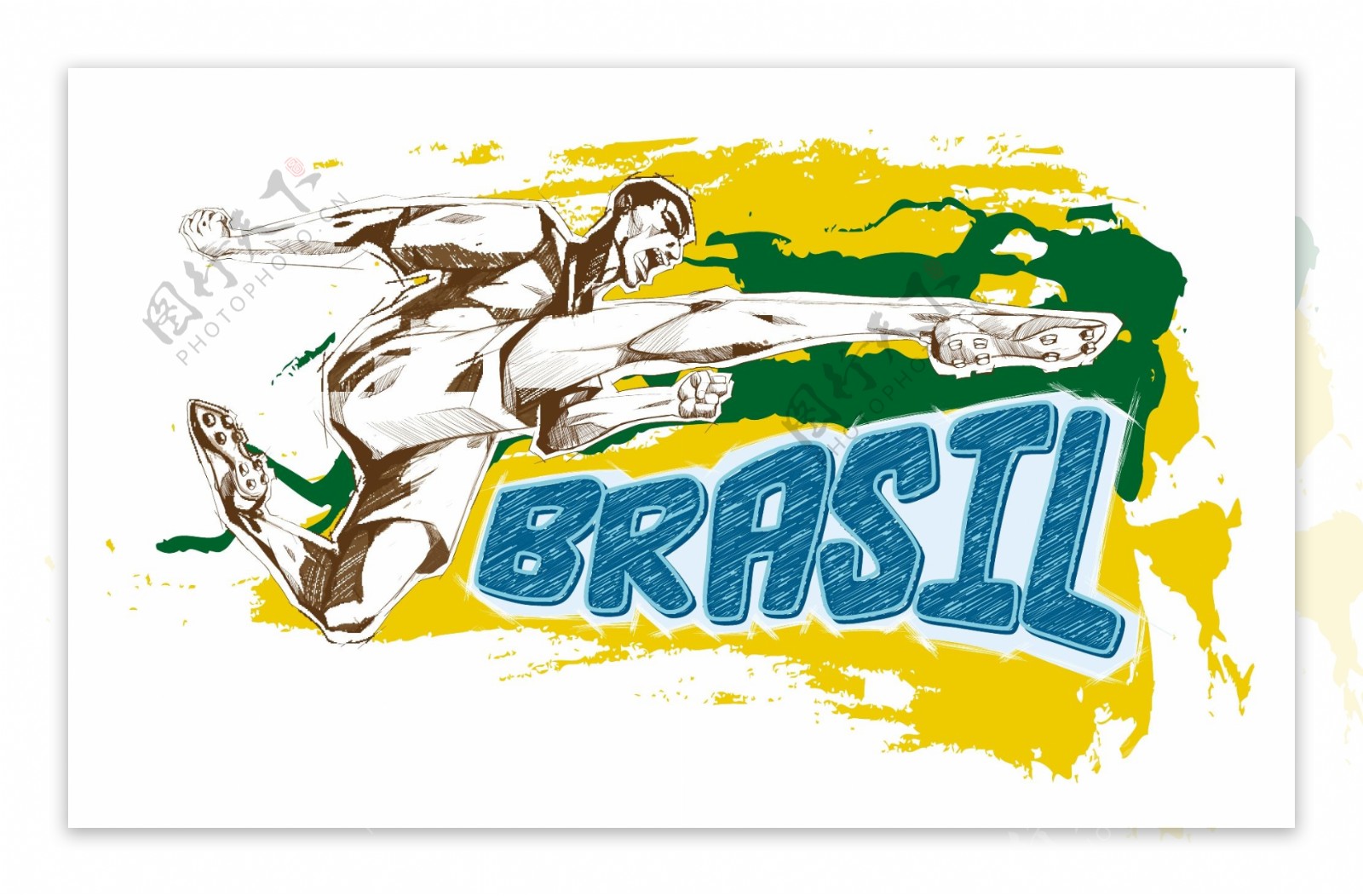 卡通球员世界杯海报