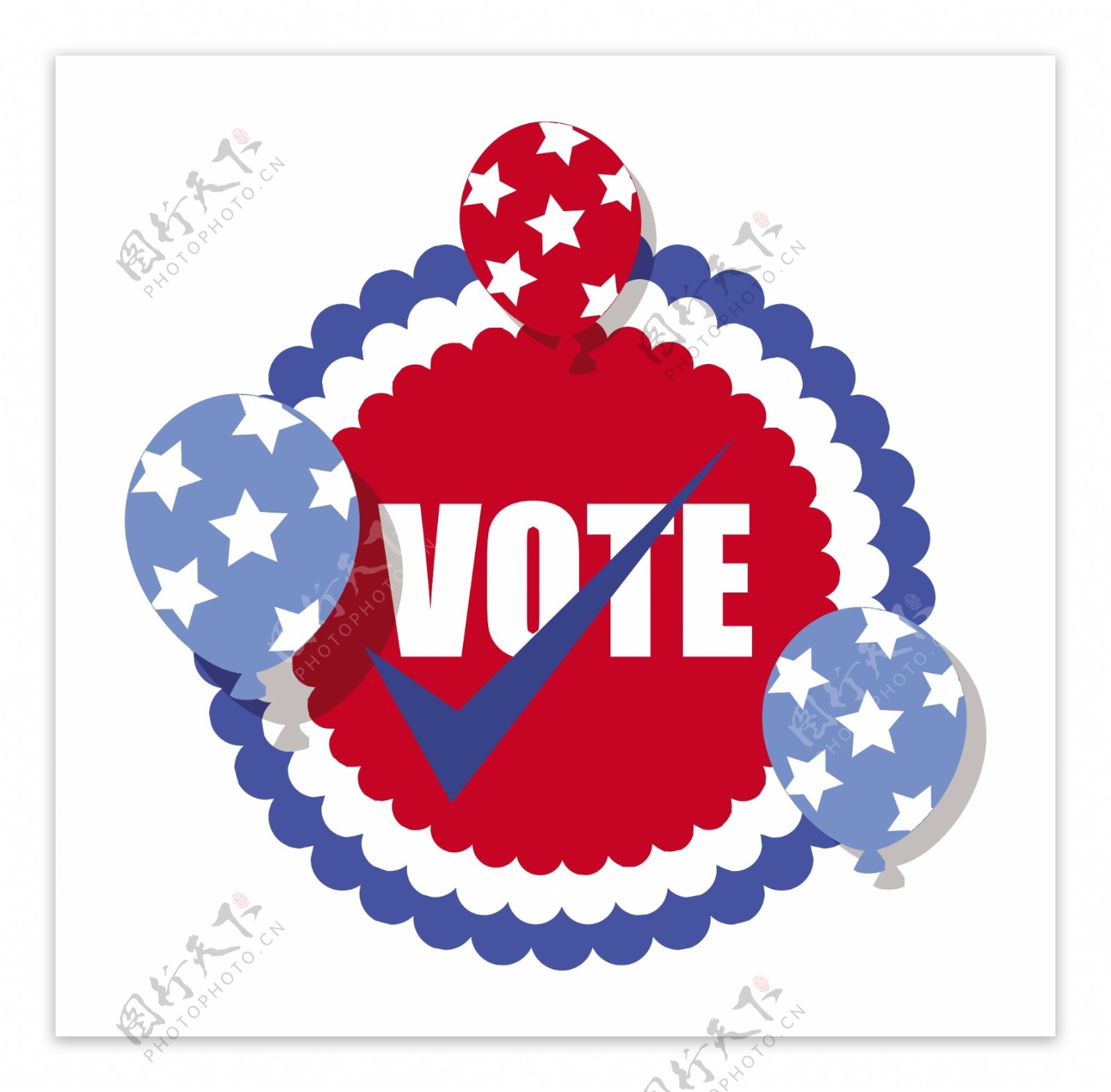 投票选举日的矢量插画的徽章
