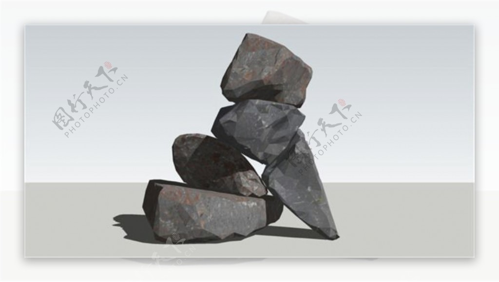 群石石头景观skp模型