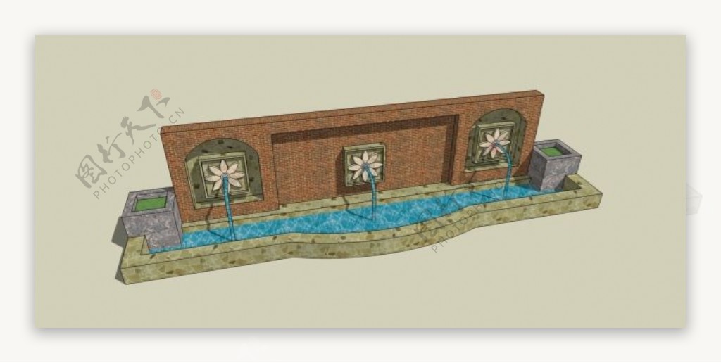 水景墙su模型