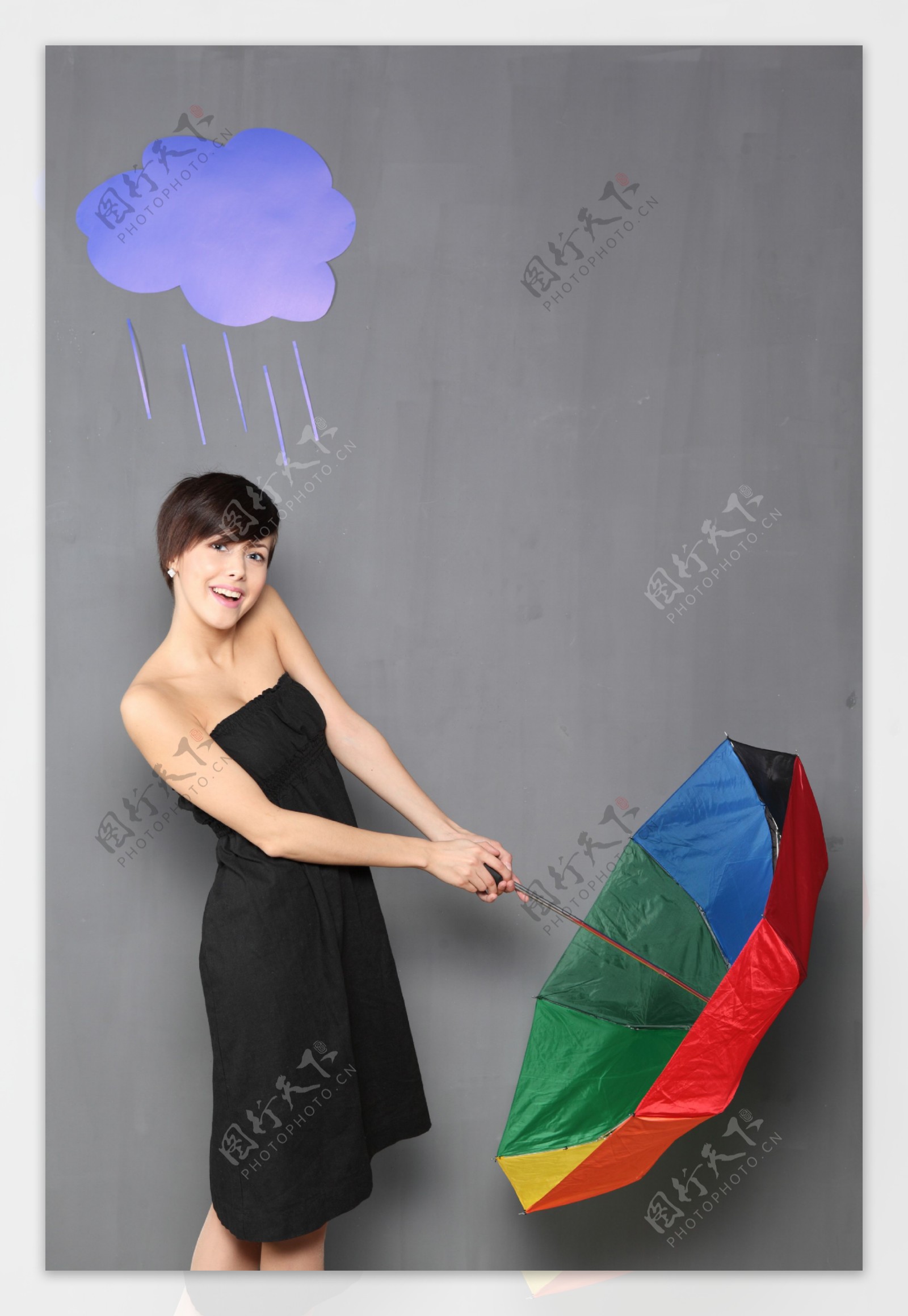 拿雨伞的女孩图片