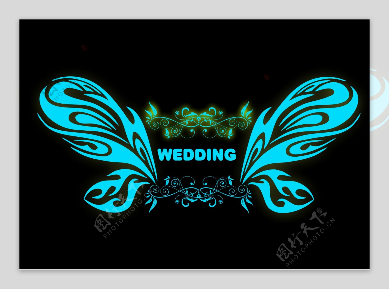 荧光水蓝婚礼logo