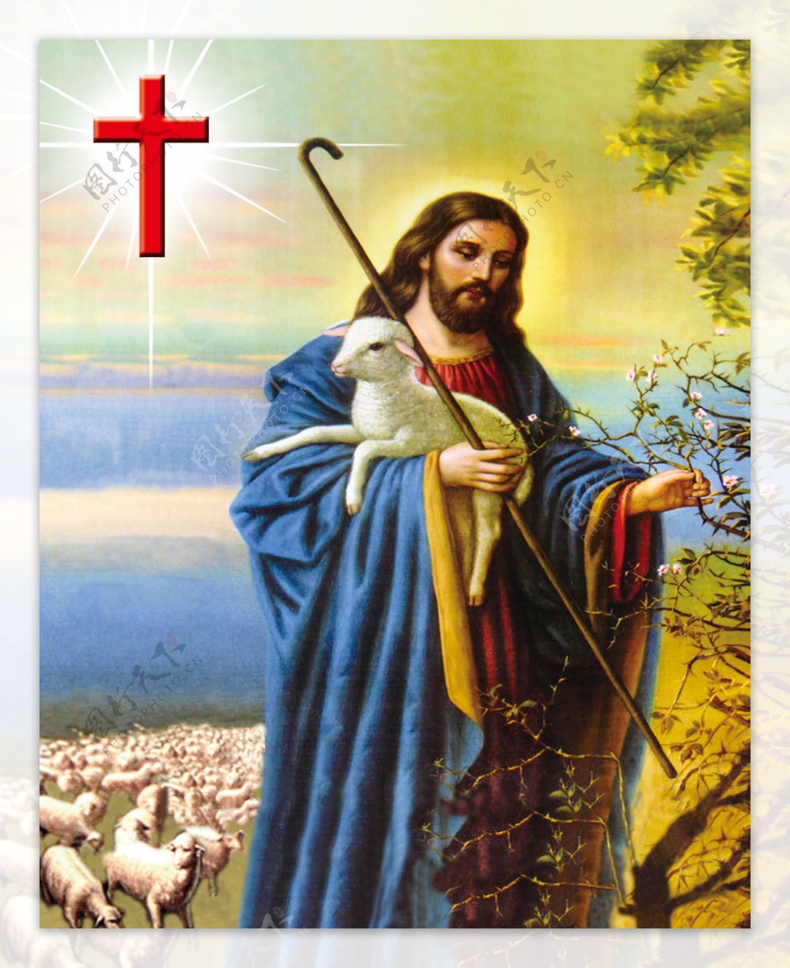 耶稣牧养图海报