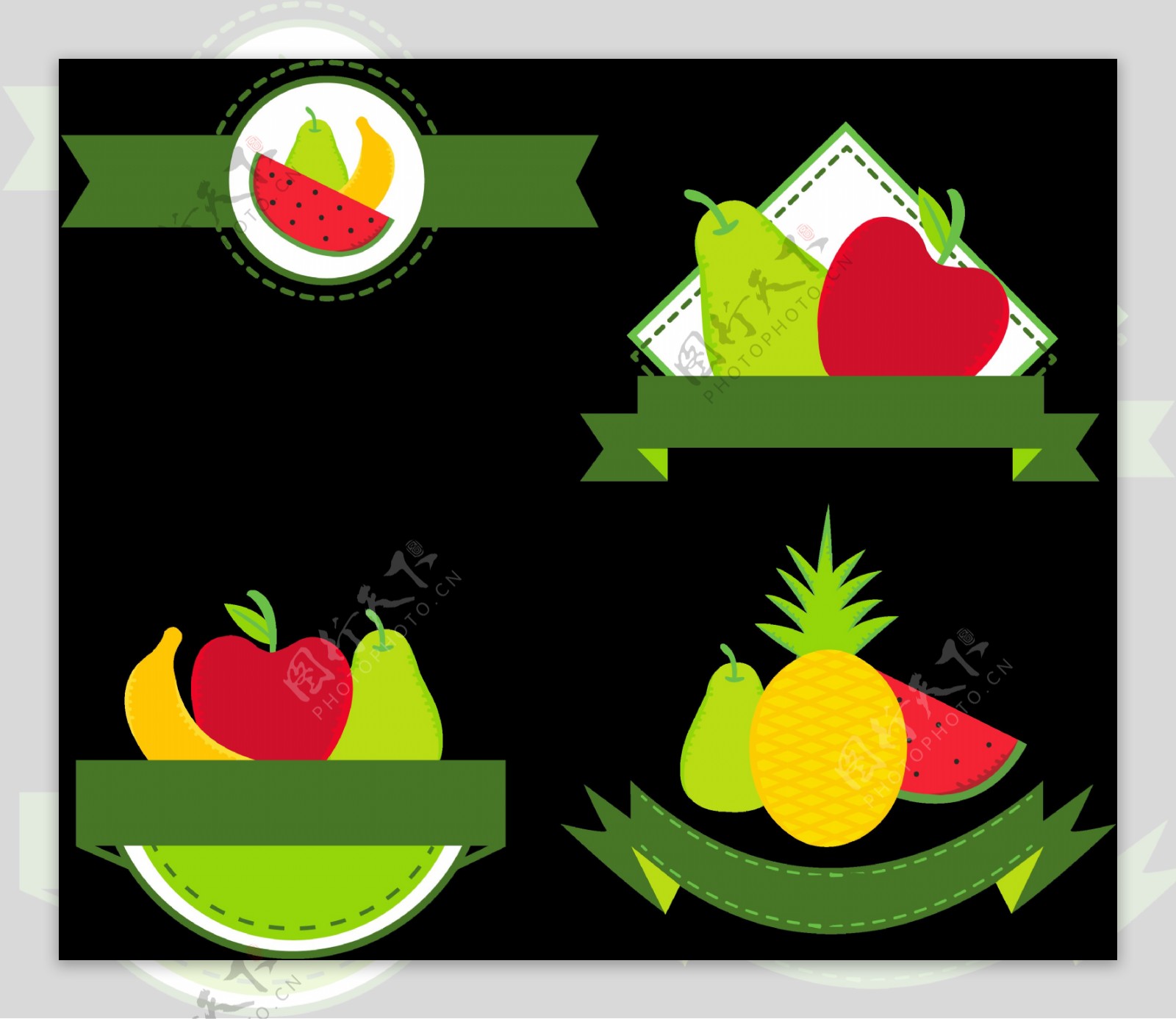 水果标签绿色图标免抠png透明图层素材