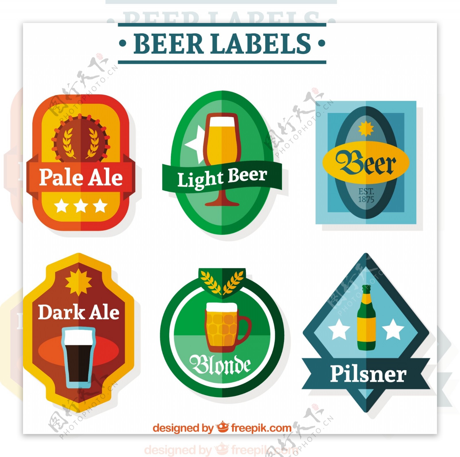各种啤酒贴标签平面设计模板