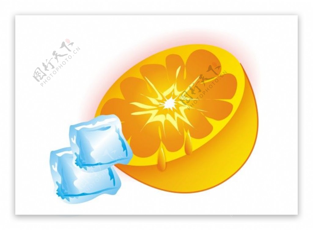 夏日橘子橙子冰块清凉夏日冷饮冰块