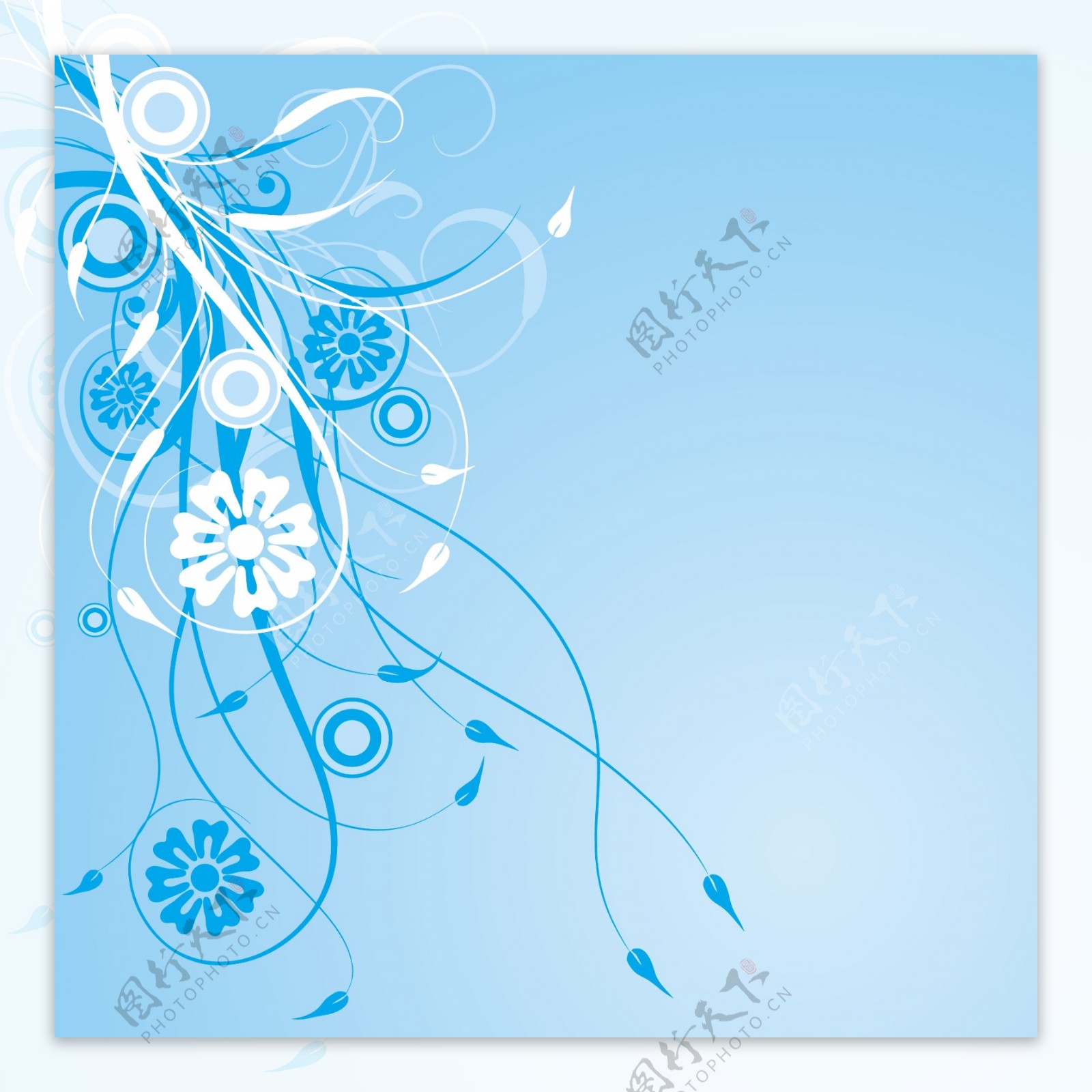 蓝色花卉花纹背景