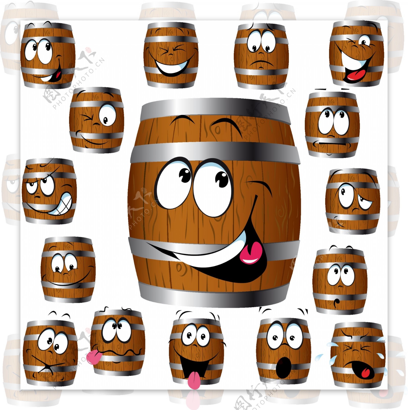 木头桶表情图标集