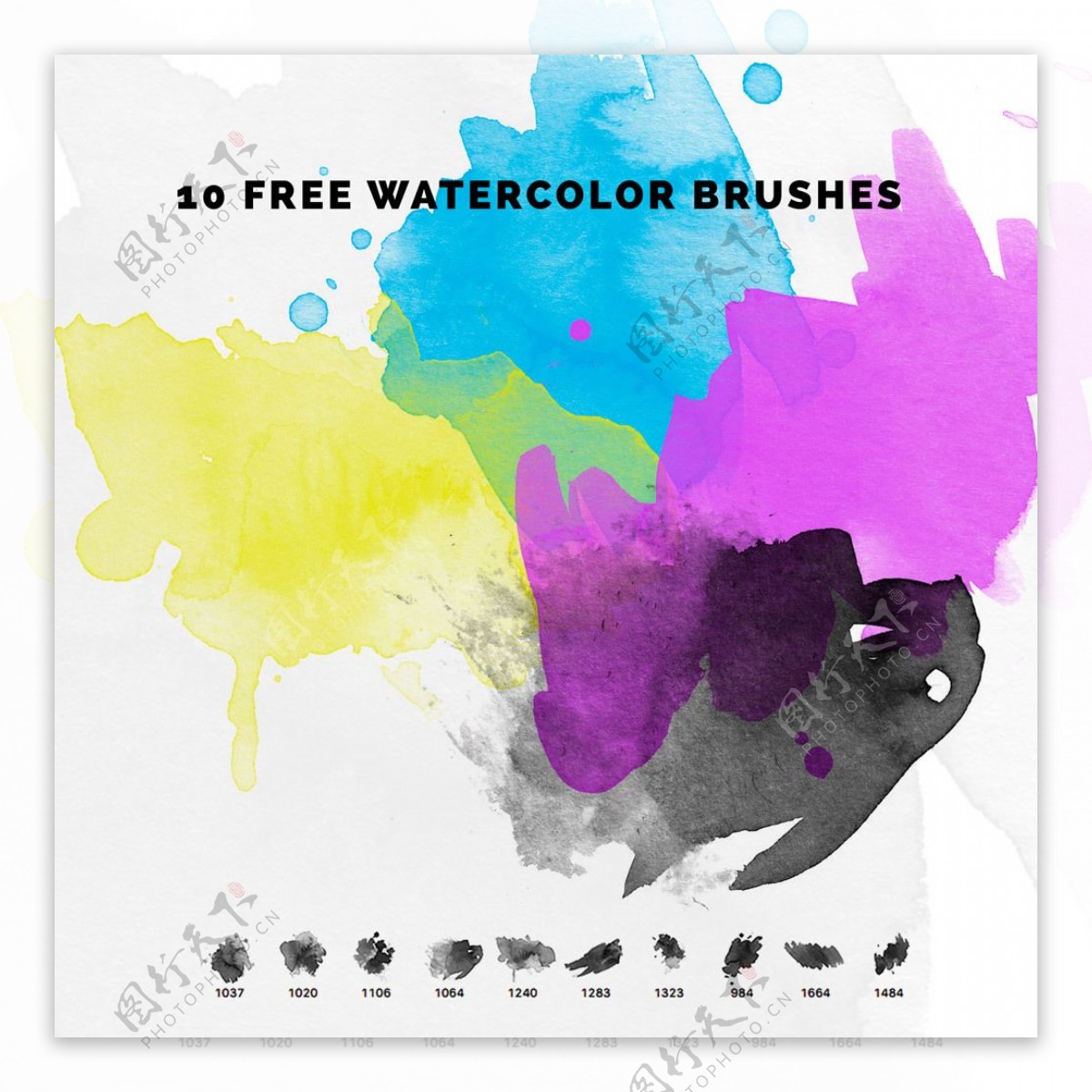 10个免费的水彩涂抹效果Photoshop笔刷下载