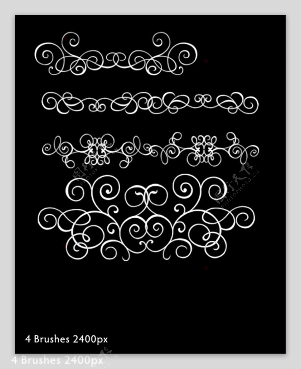 4种手绘漩涡花纹艺术植物花纹贵族式经典印花PS笔刷下载