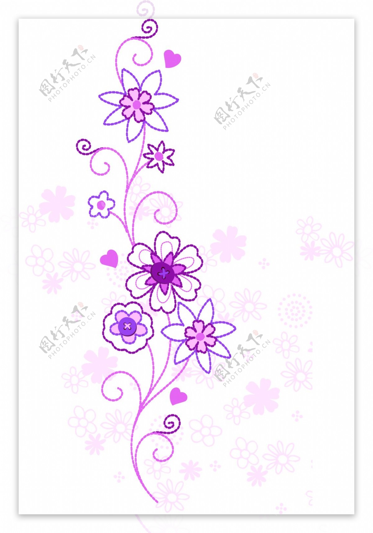 紫色花藤元素图案设计