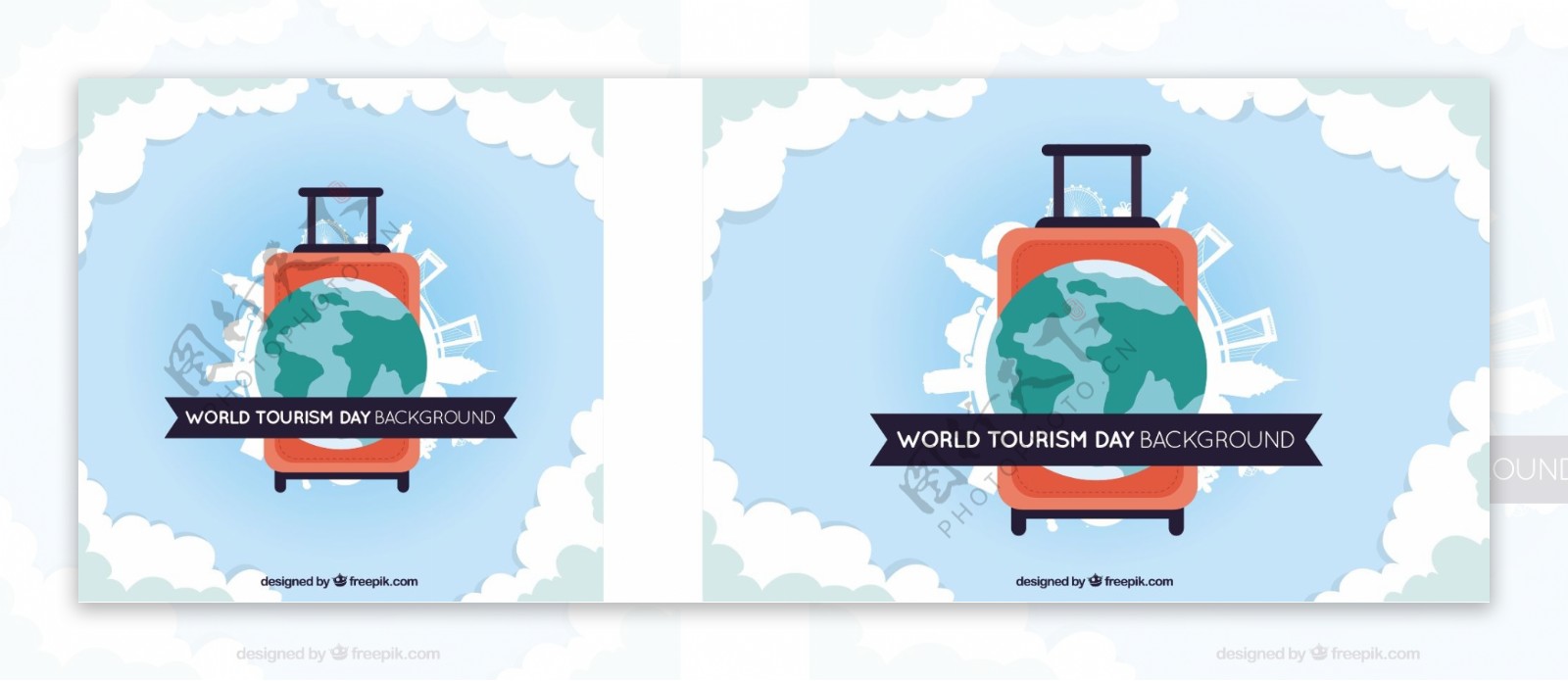 世界旅游日行李背景