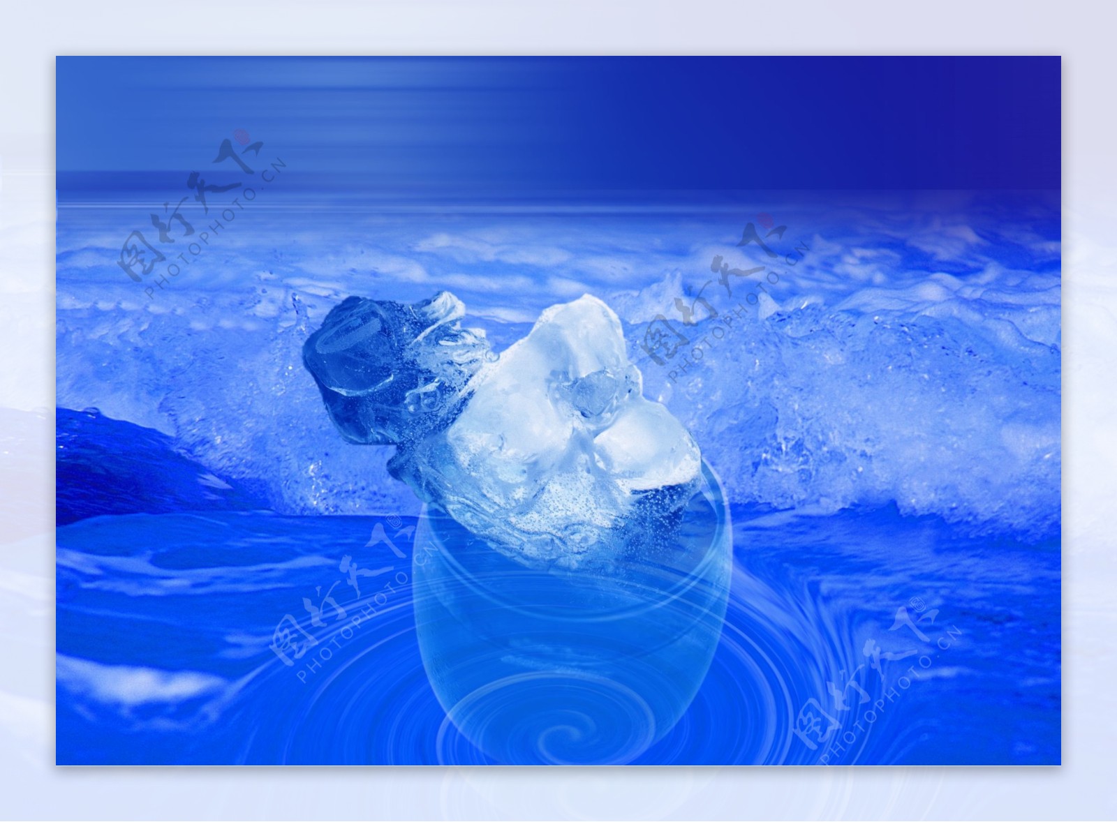 蓝色冰水背景分层素材