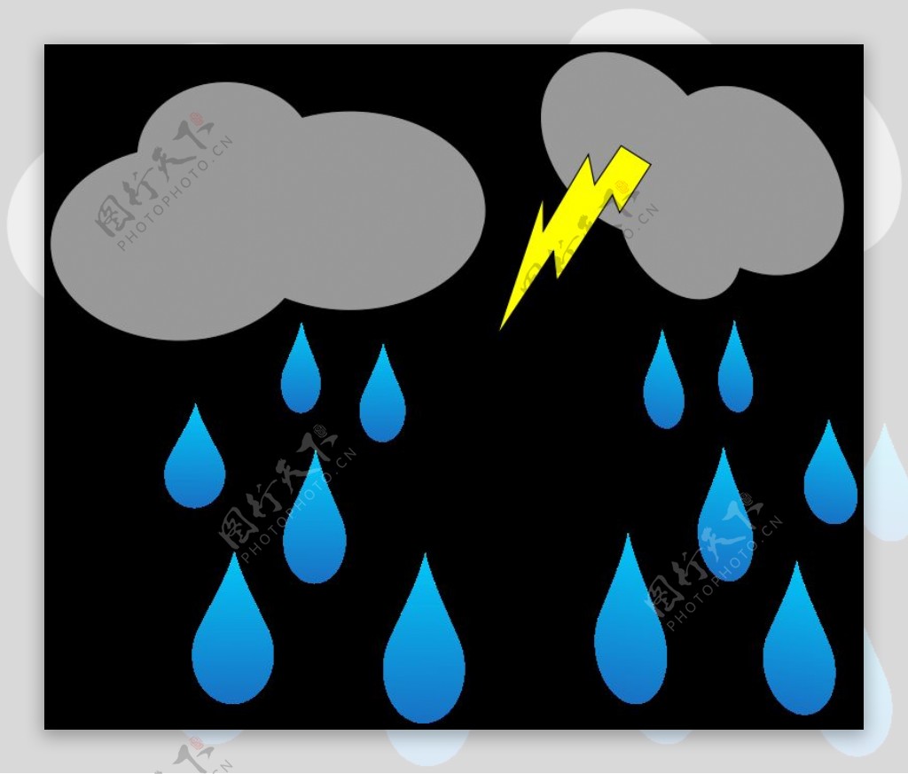 云的闪电和雨