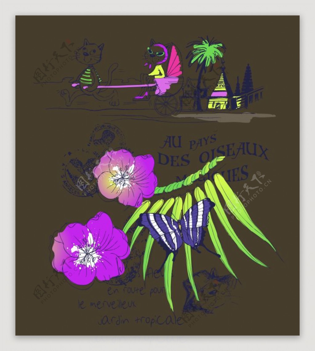 矢量紫色花瓣图案