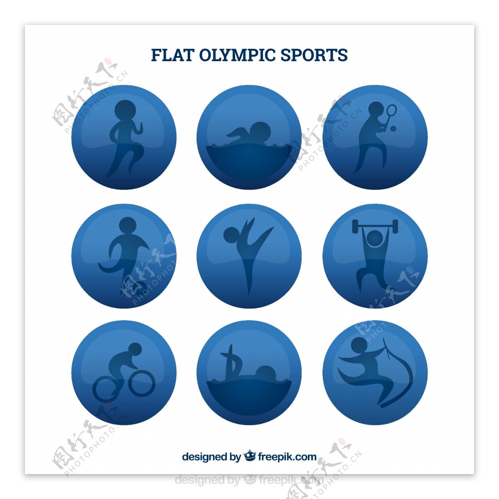 扁平奥林匹克运动徽章
