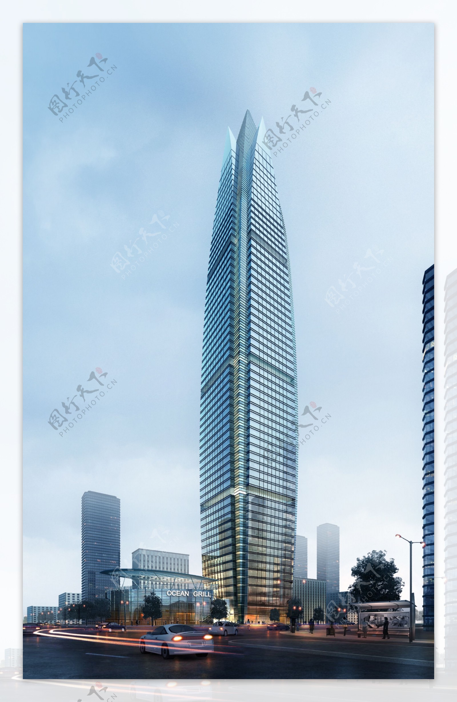 城市高楼大厦景观效果PSD分层素材