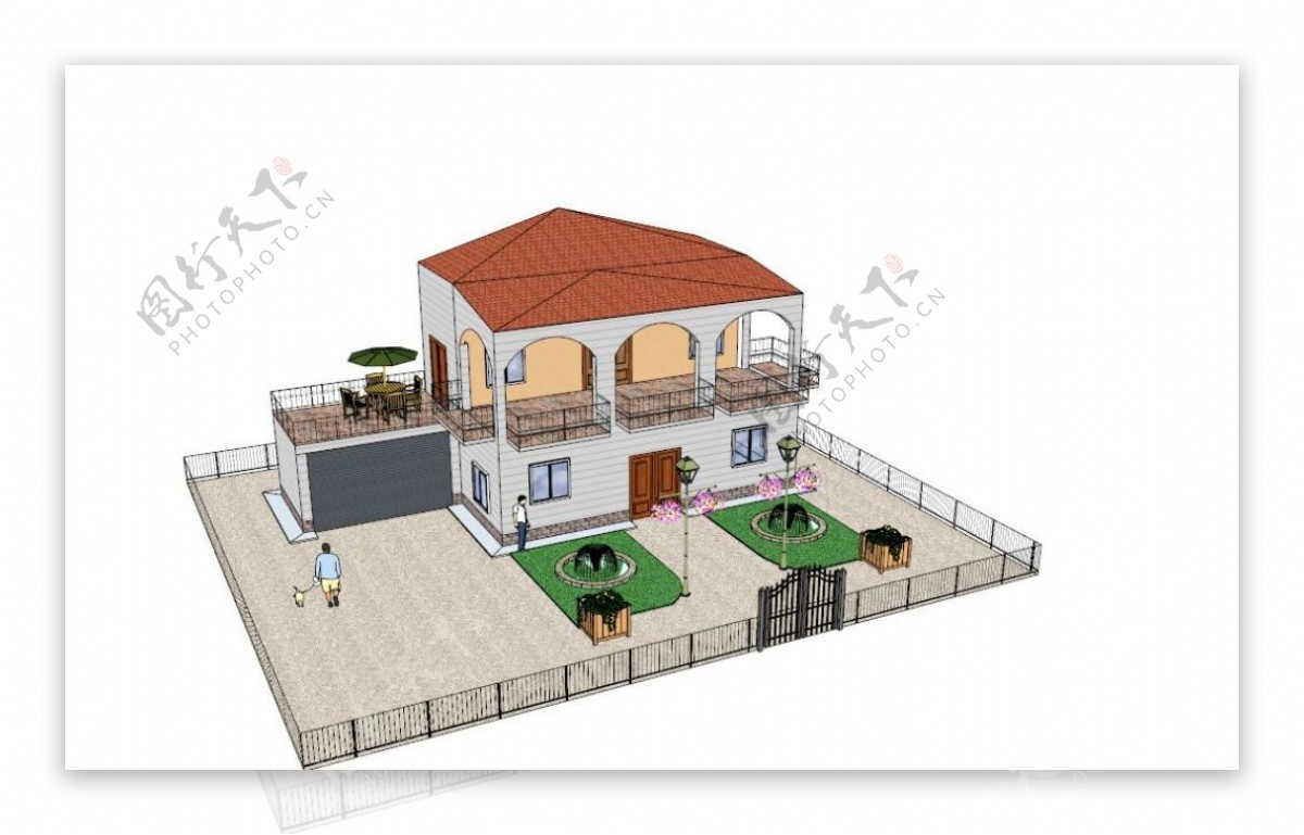 别墅庭院3D模型