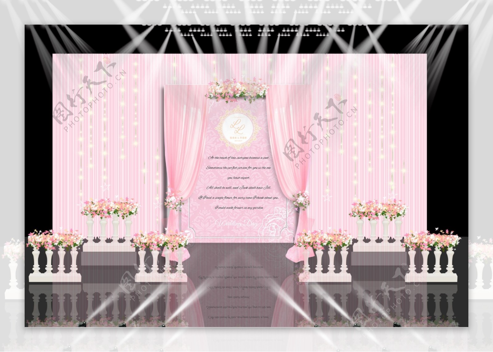 粉色欧式小清新婚礼背景
