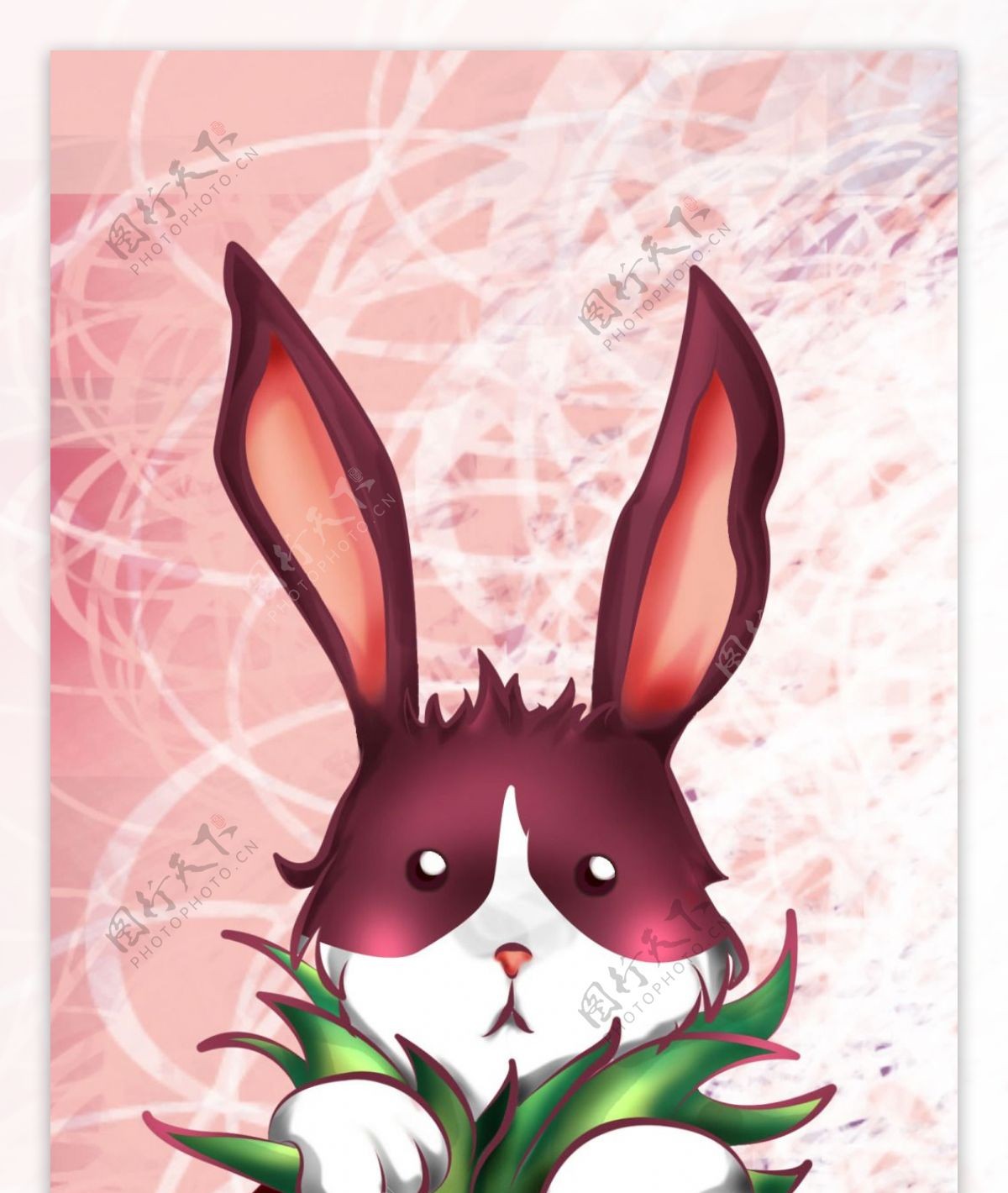 草莓兔子插畫