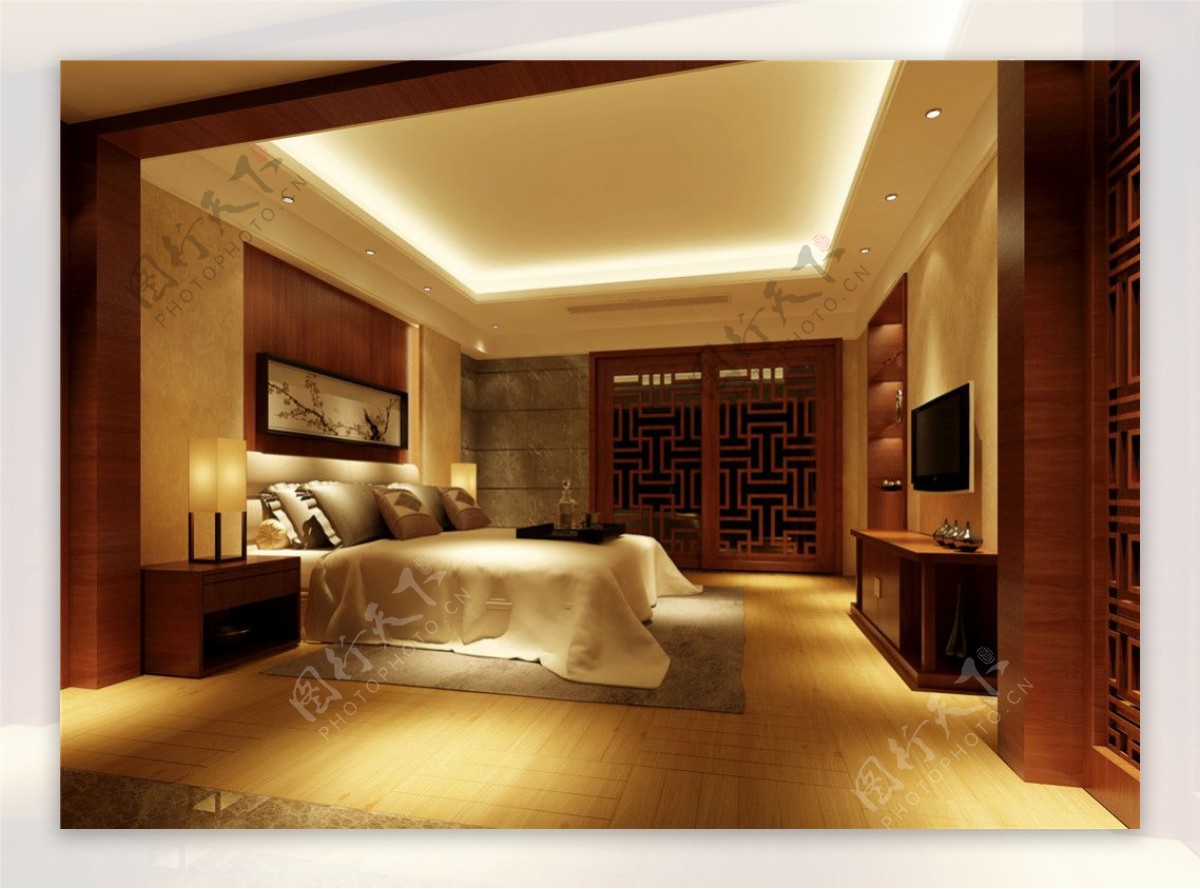 中式卧室模型设计素材
