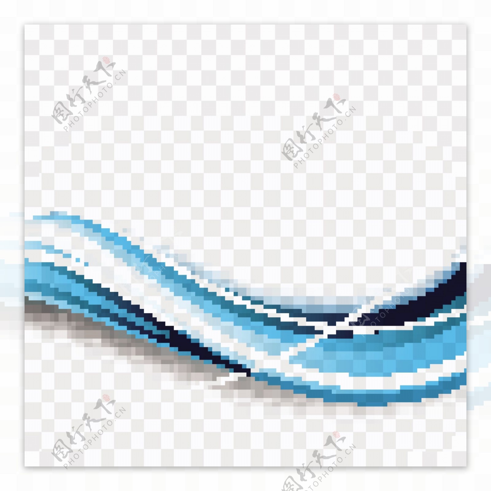 蓝色波浪纹曲线矢量设计背景素材