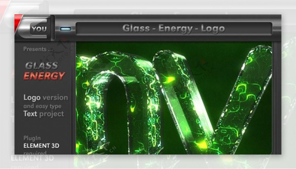 玻璃质感的能量logo演绎AE模板