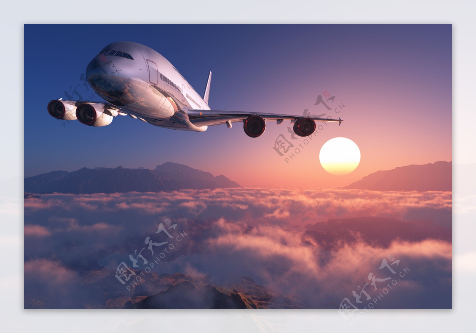 日出云海飞机图片