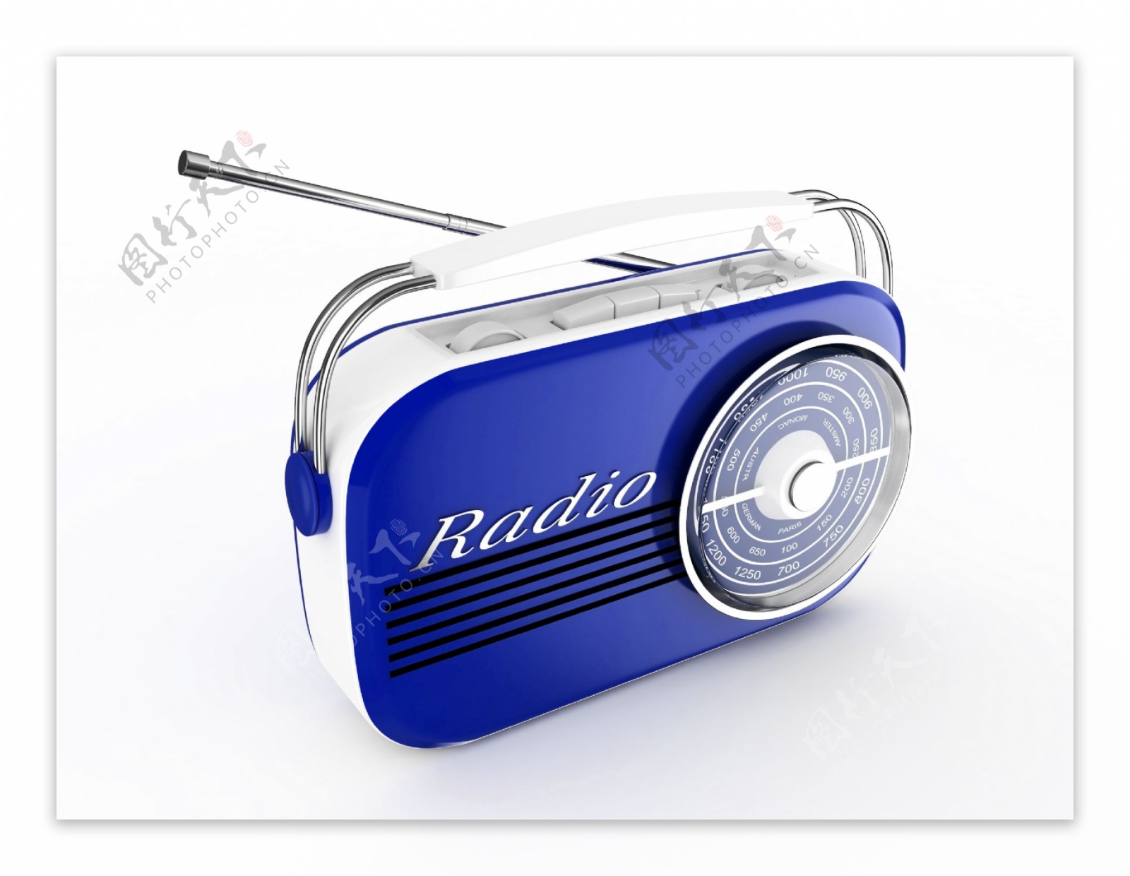 蓝色收音机摄影图片