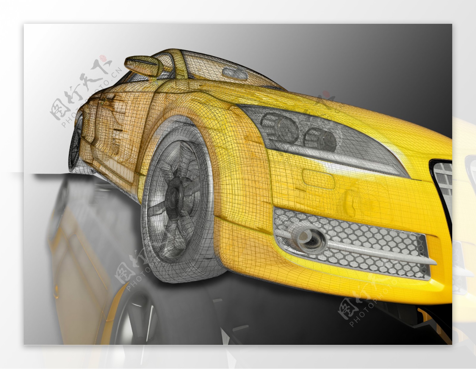 黄色汽车模型图片