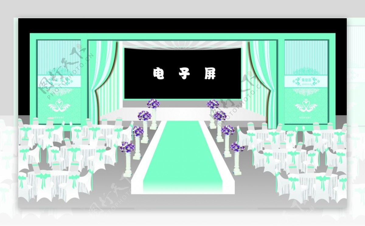 蒂芙尼蓝舞台婚礼设计