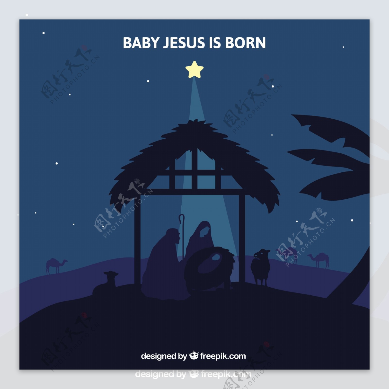 夜星照亮了基督诞生的场景的背景