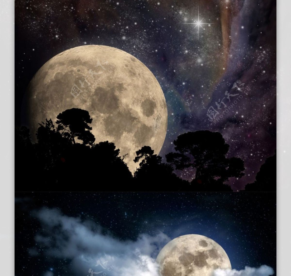 月亮月球唯美星空背景图片
