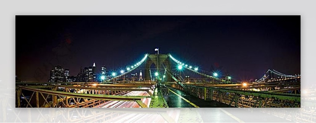 大桥夜景banner创意设计