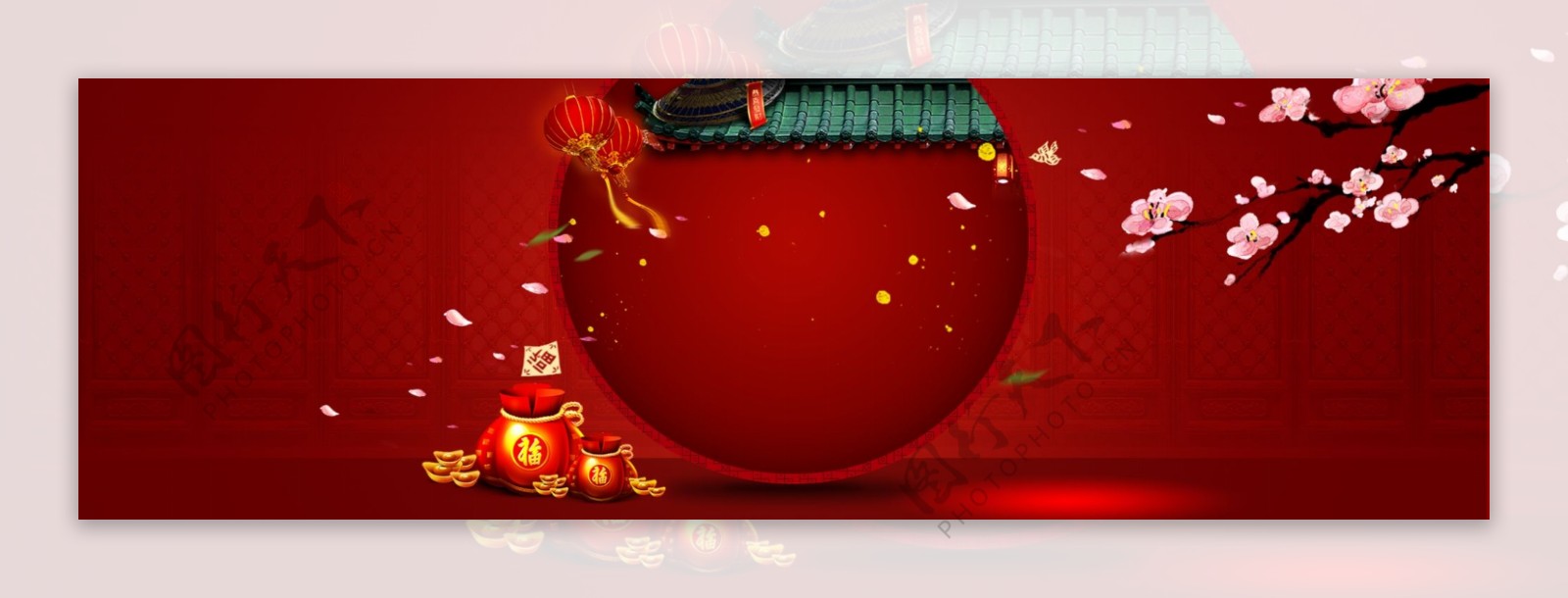 中国风红红火火古典新年大促专场背景