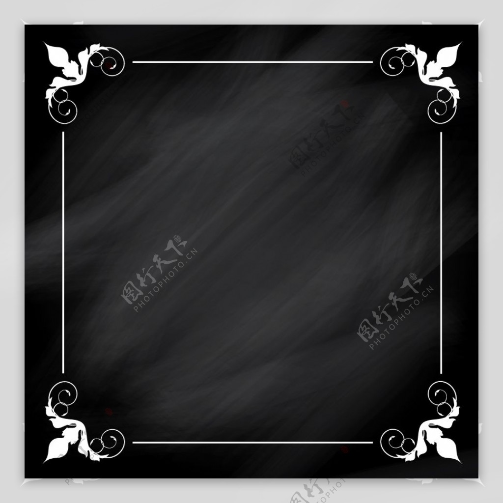 黑板背景的装饰性白色框架