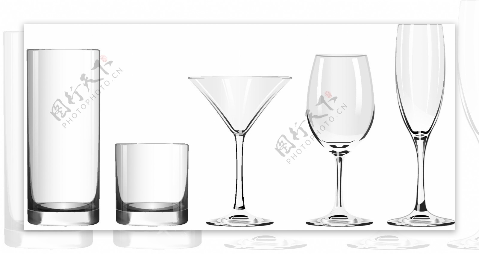 5款精美玻璃杯设计矢量素