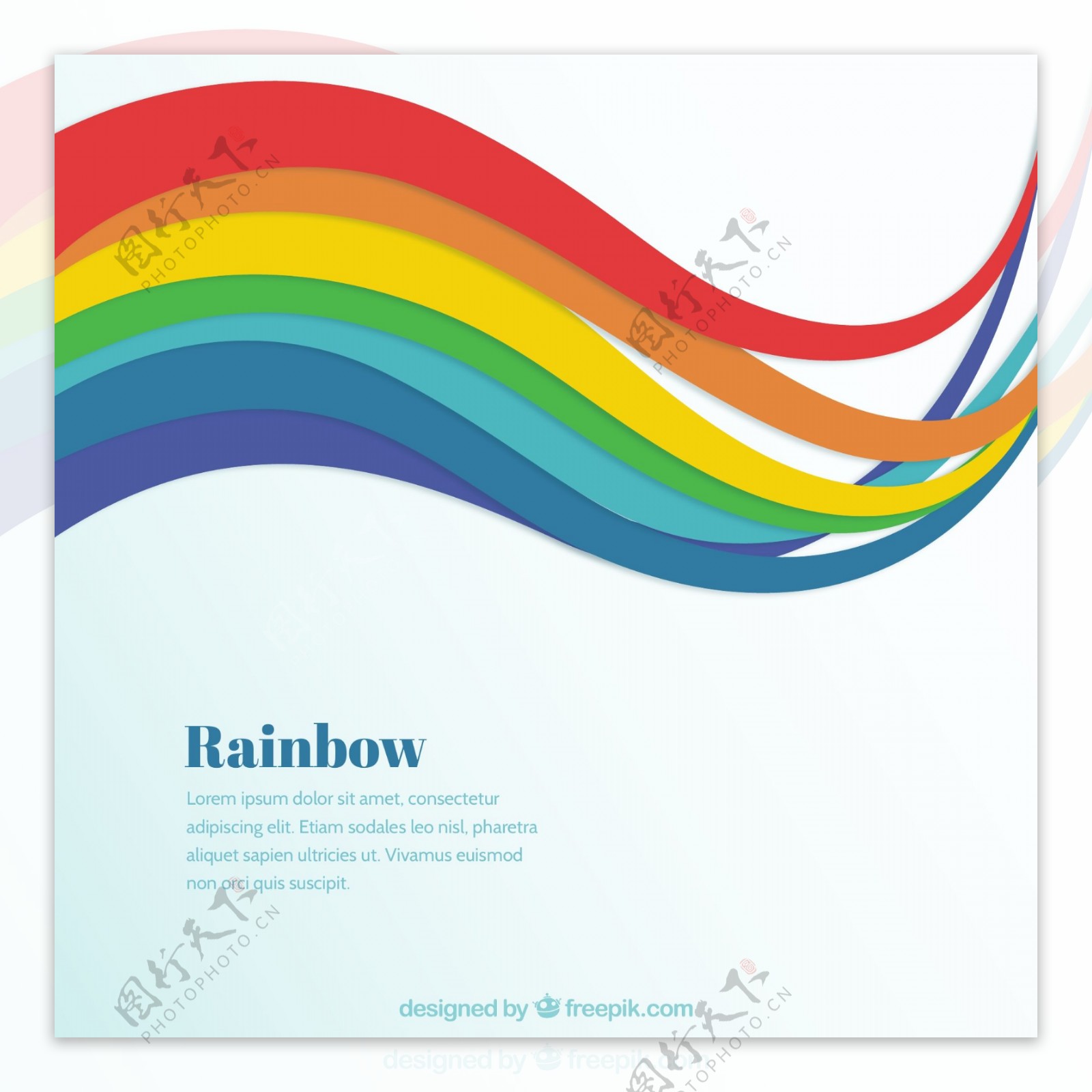 彩虹色曲线背景矢量素材图片
