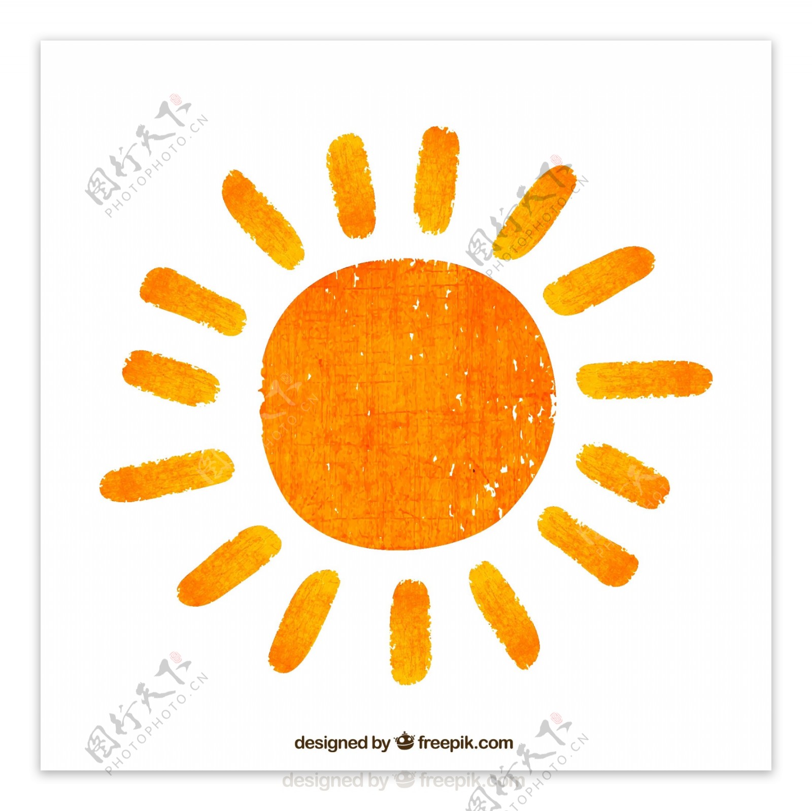 橙色手绘太阳
