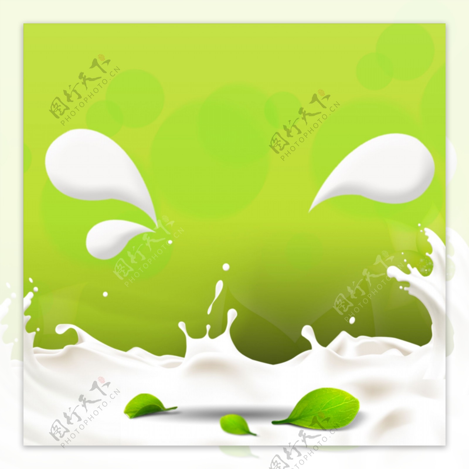 绿色牛奶护肤品化妆品主图背景