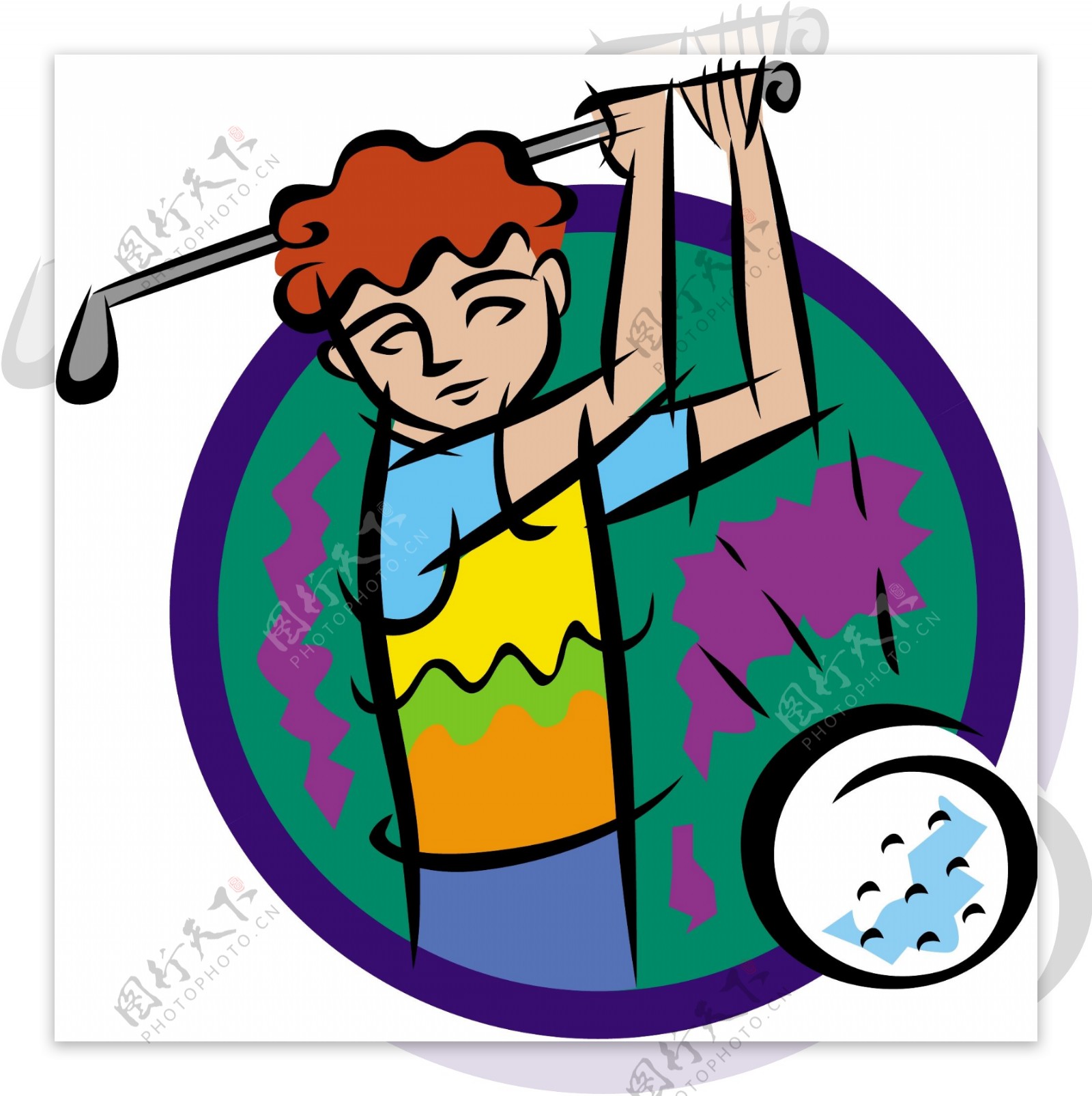高尔夫球运动体育休闲矢量素材EPS格式0099