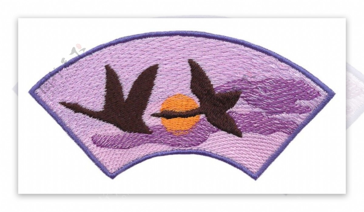 绣花动物大雁色彩紫色免费素材