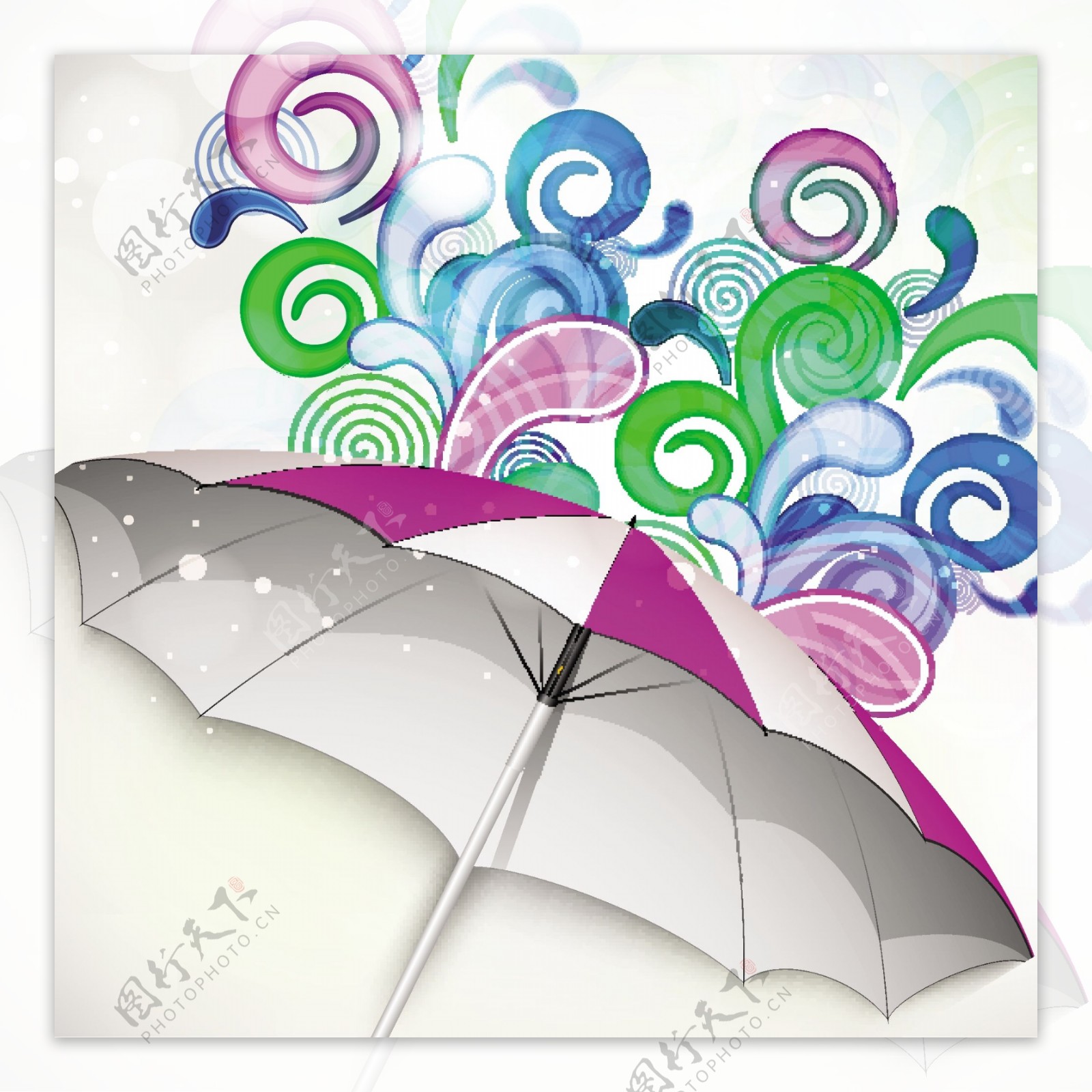 摘要背景与雨季的彩色背景的伞