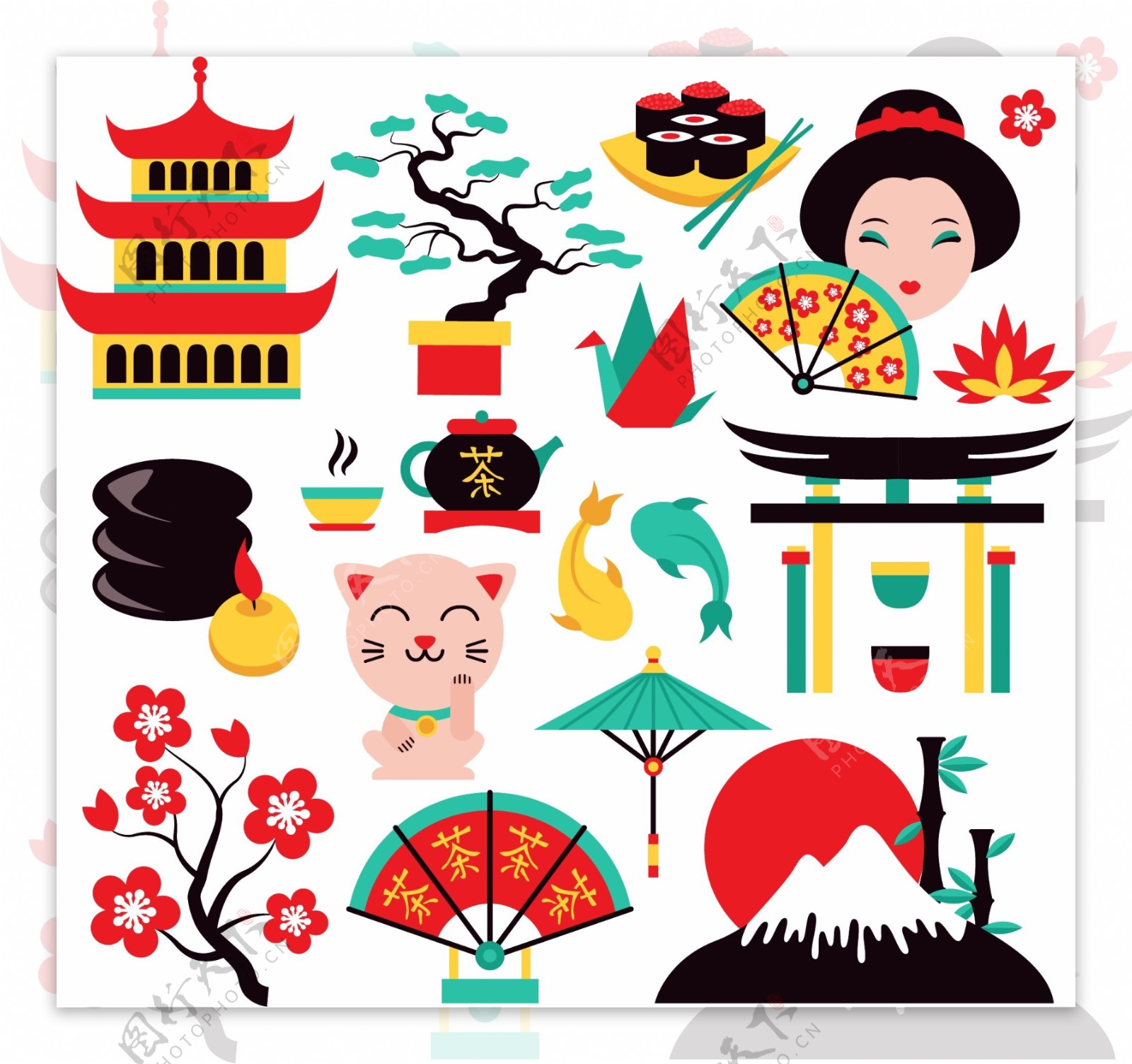 日式风情旅行插画