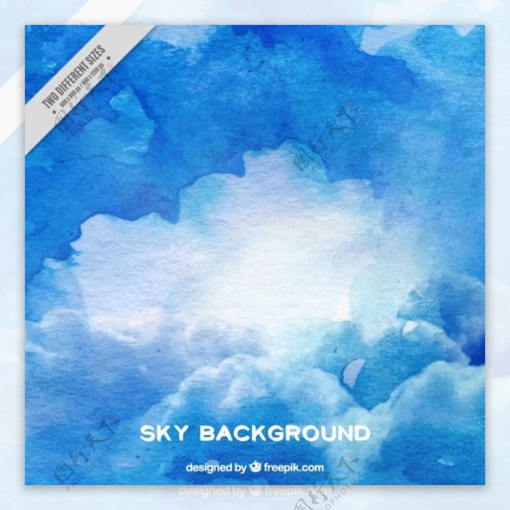 蓝色的天空和云backgrpund染色